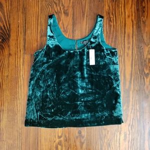 NWT J. Crew Forest Green Crushed Velvet Tank Size 00